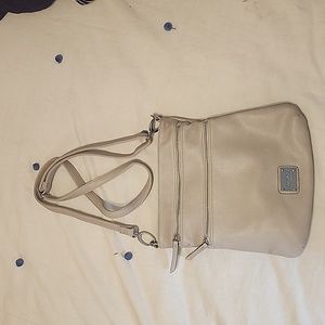 Soft pink vegan leather crossbody purse